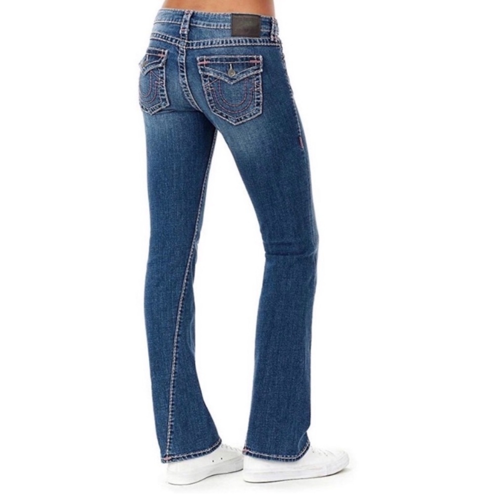 True Religion Becca Bootcut Twist Seam Super T Jeans 28 Purple Stitch